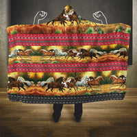 Horse Native American Pattern Christmas Christmas Hooded Blanket Xmas Holiday Patterns - Wonder Print Shop