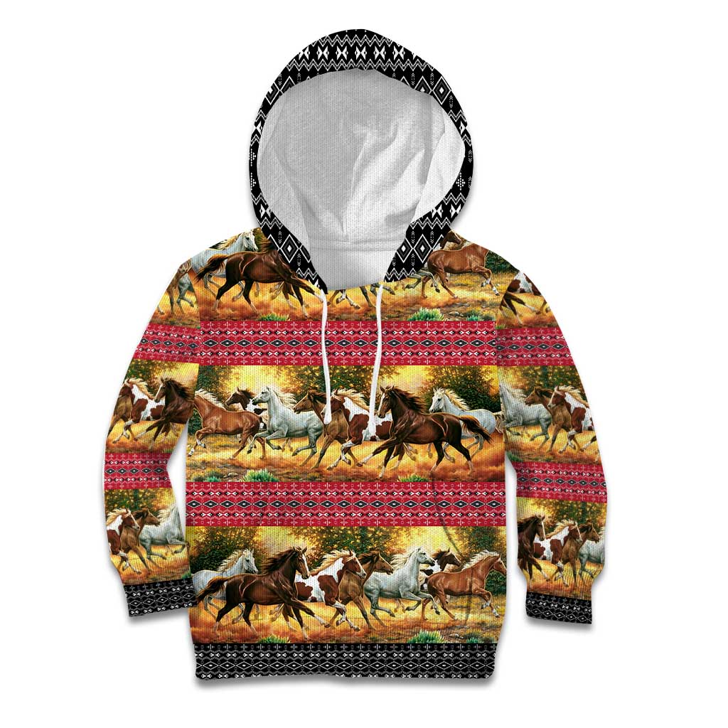 Horse Native American Pattern Christmas Christmas Kid Hoodie Xmas Holiday Patterns - undefined