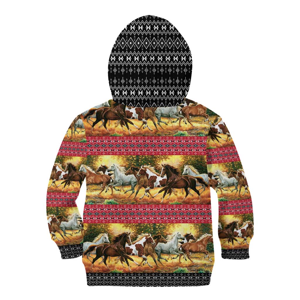 Horse Native American Pattern Christmas Christmas Kid Hoodie Xmas Holiday Patterns - undefined