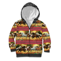 Horse Native American Pattern Christmas Christmas Kid Hoodie Xmas Holiday Patterns - undefined