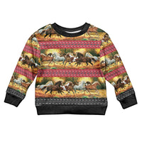 Horse Native American Pattern Christmas Kid Ugly Christmas Sweater Xmas Holiday Patterns - Wonder Print Shop