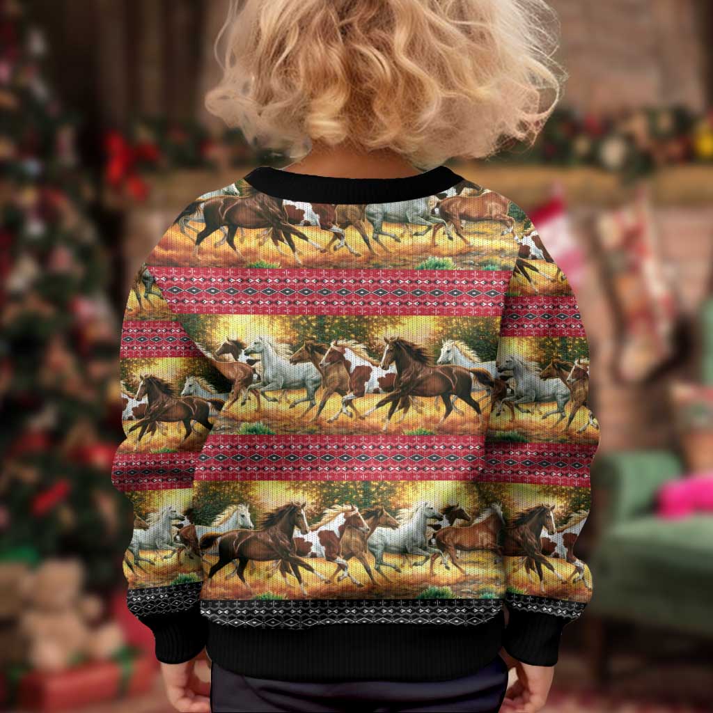 Horse Native American Pattern Christmas Kid Ugly Christmas Sweater Xmas Holiday Patterns - Wonder Print Shop