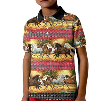 Horse Native American Pattern Christmas Christmas Kid Polo Shirt Xmas Holiday Patterns - Wonder Print Shop