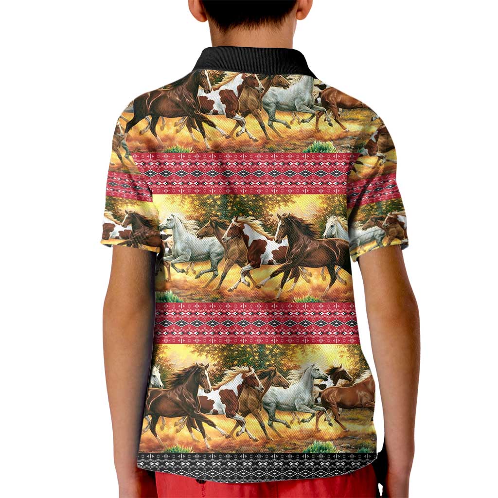 Horse Native American Pattern Christmas Christmas Kid Polo Shirt Xmas Holiday Patterns - Wonder Print Shop