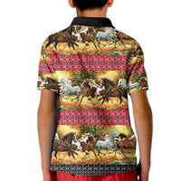 Horse Native American Pattern Christmas Christmas Kid Polo Shirt Xmas Holiday Patterns - Wonder Print Shop