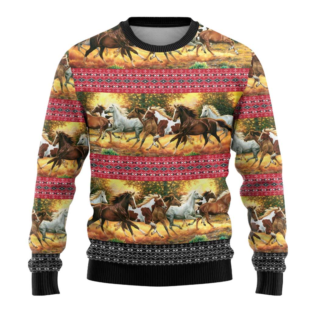 Horse Native American Pattern Christmas Ugly Christmas Sweater Xmas Holiday Patterns - Wonder Print Shop