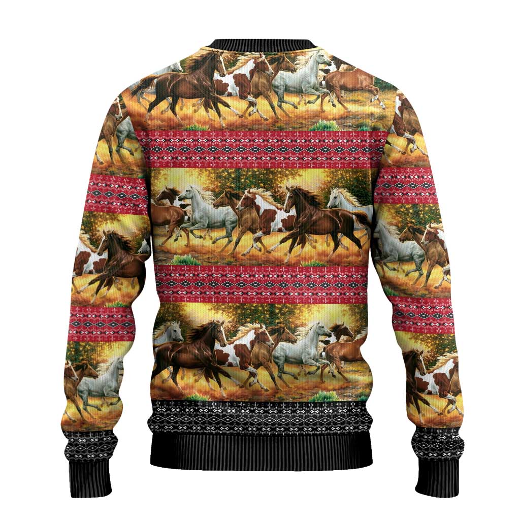 Horse Native American Pattern Christmas Ugly Christmas Sweater Xmas Holiday Patterns - Wonder Print Shop