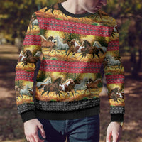 Horse Native American Pattern Christmas Ugly Christmas Sweater Xmas Holiday Patterns - Wonder Print Shop