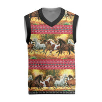 Horse Native American Pattern Christmas Christmas Knitted V-Neck Vest Xmas Holiday Patterns - Wonder Print Shop