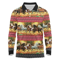 Horse Native American Pattern Christmas Christmas Long Sleeve Polo Shirt Xmas Holiday Patterns - Wonder Print Shop