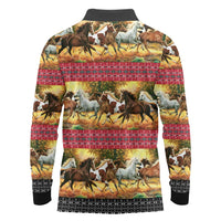 Horse Native American Pattern Christmas Christmas Long Sleeve Polo Shirt Xmas Holiday Patterns - Wonder Print Shop