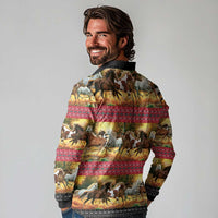 Horse Native American Pattern Christmas Christmas Long Sleeve Polo Shirt Xmas Holiday Patterns - Wonder Print Shop
