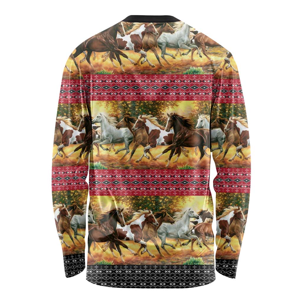 Horse Native American Pattern Christmas Christmas Long Sleeve Shirt Xmas Holiday Patterns - Wonder Print Shop