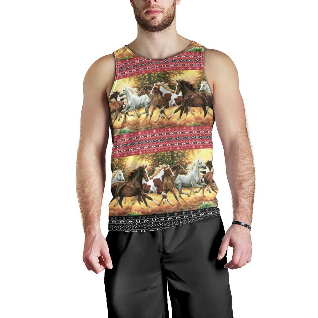 Horse Native American Pattern Christmas Christmas Men Tank Top Xmas Holiday Patterns - Wonder Print Shop