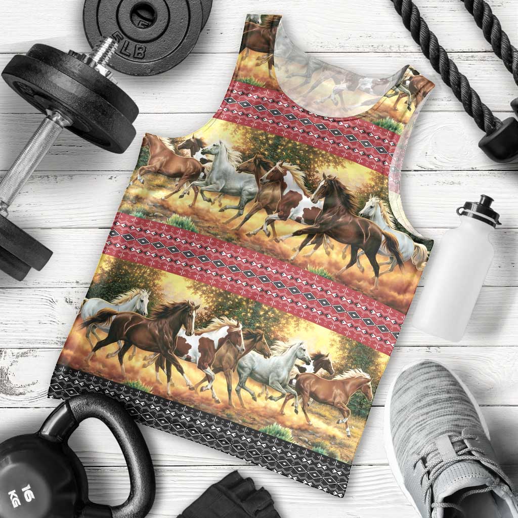Horse Native American Pattern Christmas Christmas Men Tank Top Xmas Holiday Patterns - Wonder Print Shop
