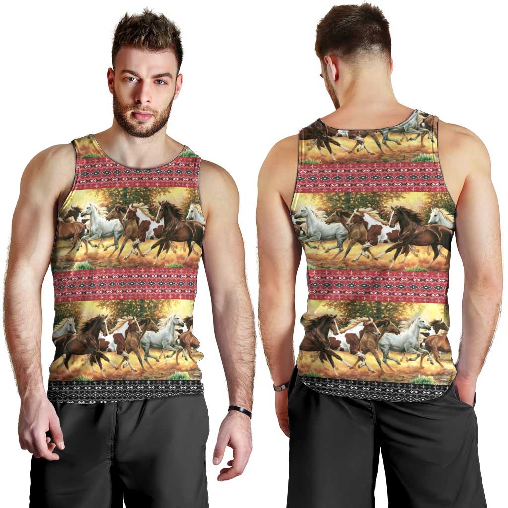Horse Native American Pattern Christmas Christmas Men Tank Top Xmas Holiday Patterns - Wonder Print Shop