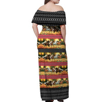 Horse Native American Pattern Christmas Christmas Off Shoulder Maxi Dress Xmas Holiday Patterns - Wonder Print Shop