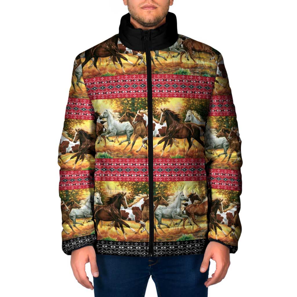 Horse Native American Pattern Christmas Christmas Padded Jacket Xmas Holiday Patterns - Wonder Print Shop