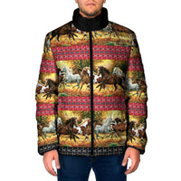 Horse Native American Pattern Christmas Christmas Padded Jacket Xmas Holiday Patterns - Wonder Print Shop