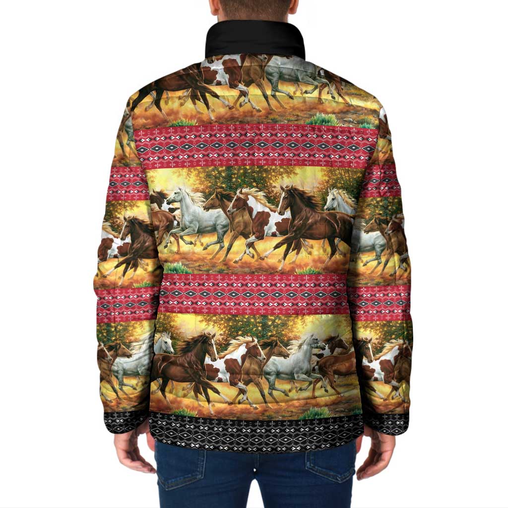 Horse Native American Pattern Christmas Christmas Padded Jacket Xmas Holiday Patterns - Wonder Print Shop