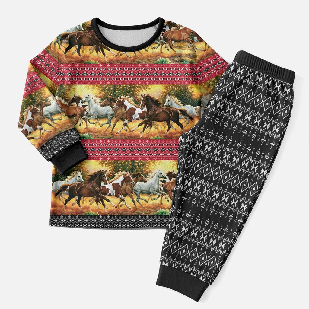 Horse Native American Pattern Christmas Christmas Pajama Set Xmas Holiday Patterns - Wonder Print Shop