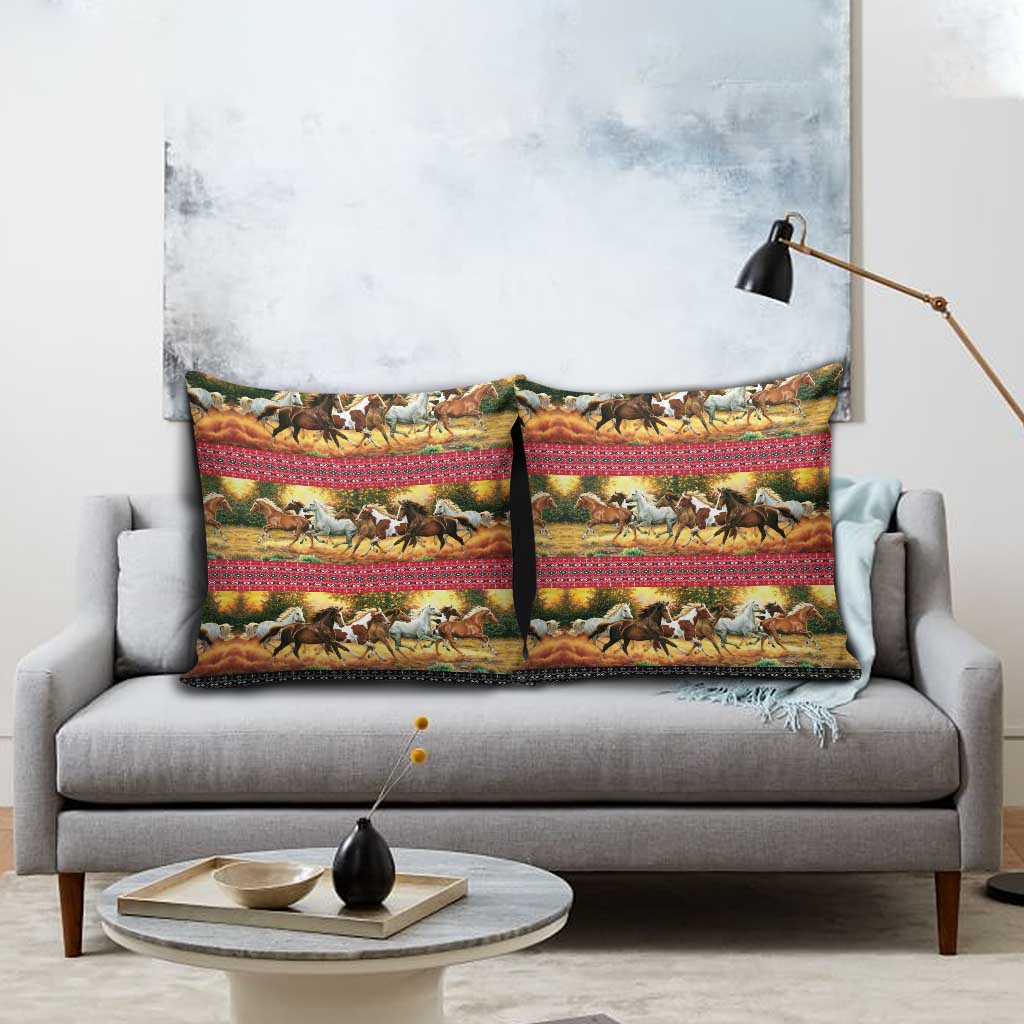 Horse Native American Pattern Christmas Christmas Pillow Cover Xmas Holiday Patterns - Wonder Print Shop