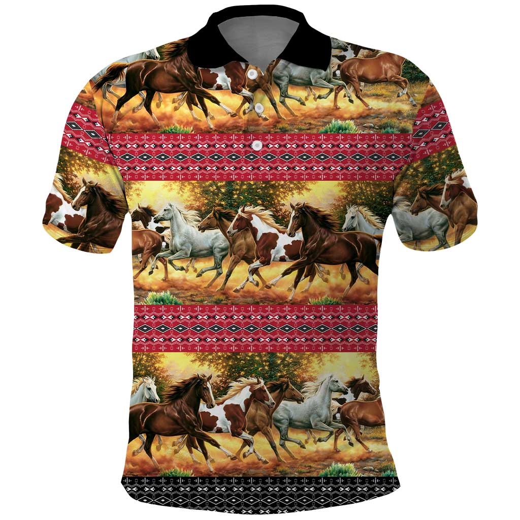 Horse Native American Pattern Christmas Christmas Polo Shirt Xmas Holiday Patterns - Wonder Print Shop