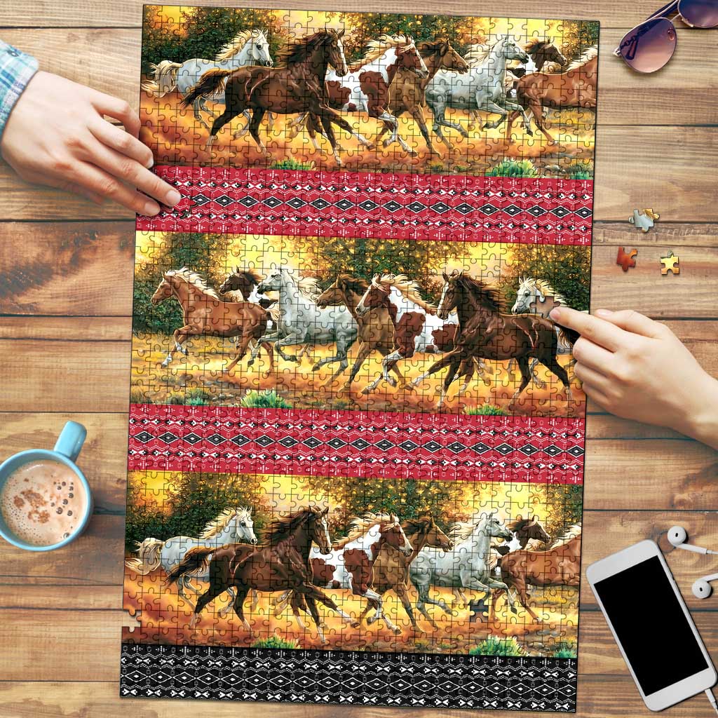 Horse Native American Pattern Christmas Christmas Puzzle Xmas Holiday Patterns - Wonder Print Shop