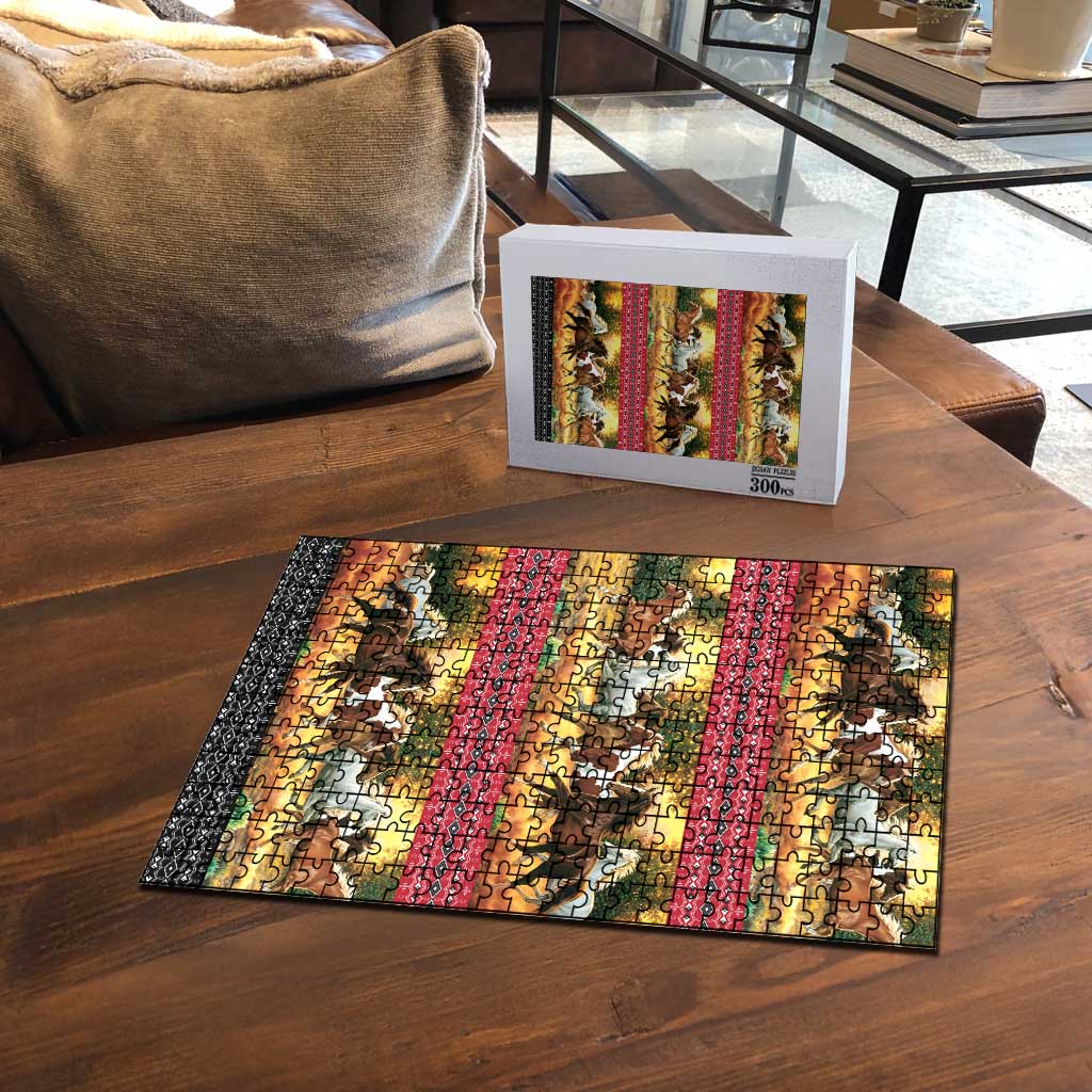 Horse Native American Pattern Christmas Christmas Puzzle Xmas Holiday Patterns - Wonder Print Shop