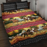 Horse Native American Pattern Christmas Christmas Quilt Bed Set Xmas Holiday Patterns - Wonder Print Shop