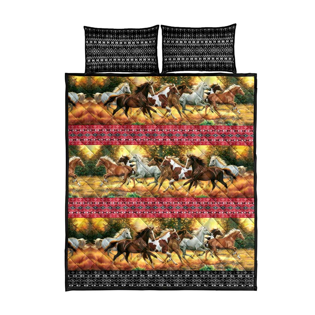 Horse Native American Pattern Christmas Christmas Quilt Bed Set Xmas Holiday Patterns - Wonder Print Shop