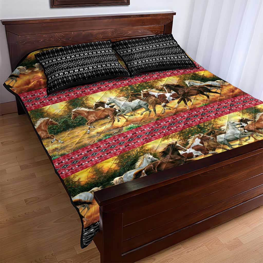 Horse Native American Pattern Christmas Christmas Quilt Bed Set Xmas Holiday Patterns - Wonder Print Shop