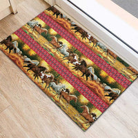 Horse Native American Pattern Christmas Christmas Rubber Doormat Xmas Holiday Patterns - Wonder Print Shop