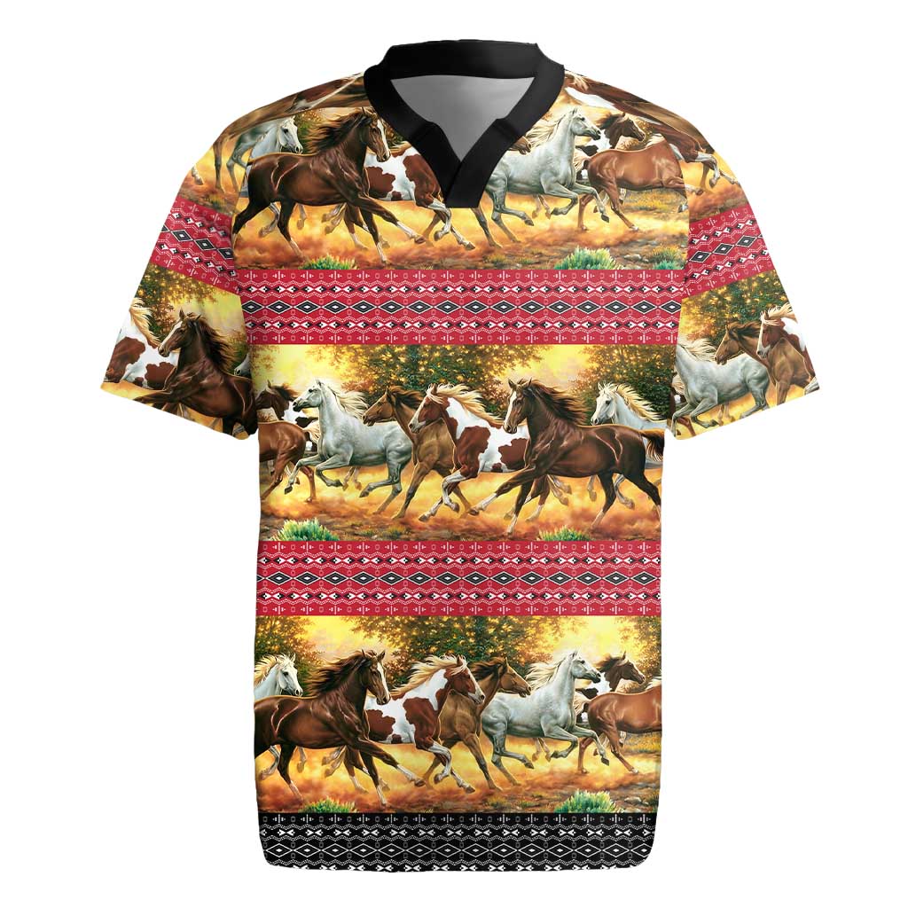 Horse Native American Pattern Christmas Christmas Rugby Jersey Xmas Holiday Patterns - Wonder Print Shop