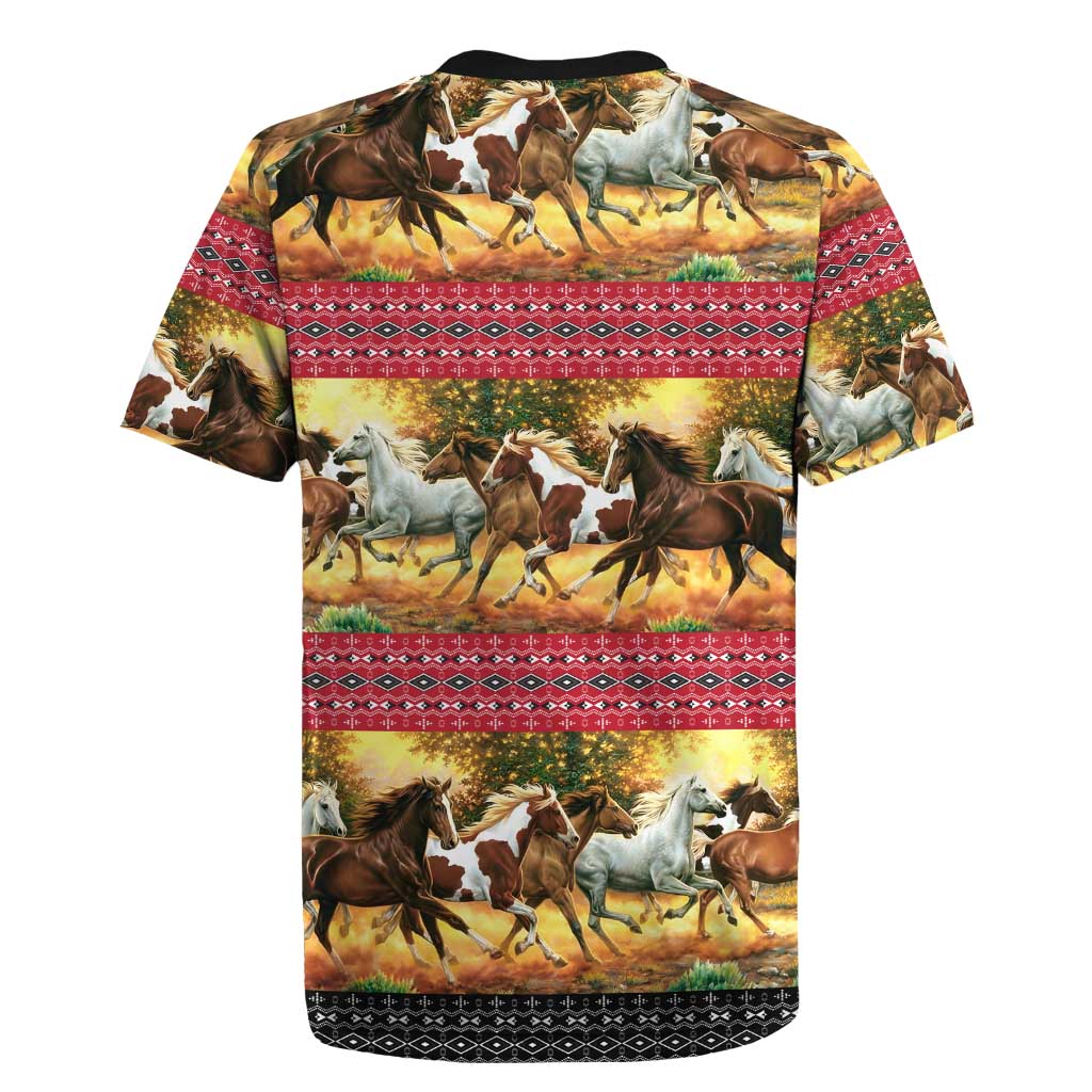 Horse Native American Pattern Christmas Christmas Rugby Jersey Xmas Holiday Patterns - Wonder Print Shop