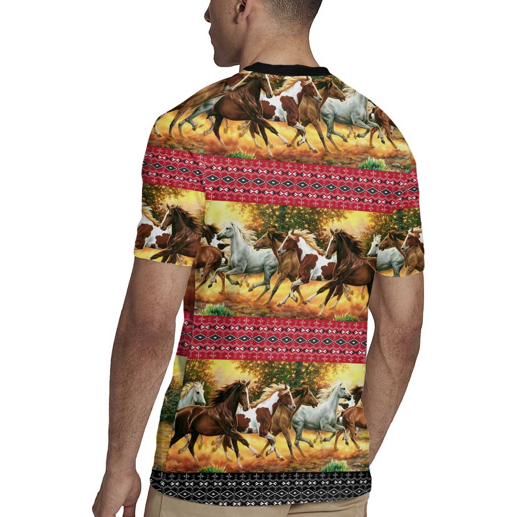 Horse Native American Pattern Christmas Christmas Rugby Jersey Xmas Holiday Patterns - Wonder Print Shop