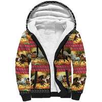 Horse Native American Pattern Christmas Christmas Sherpa Hoodie Xmas Holiday Patterns - Wonder Print Shop