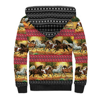 Horse Native American Pattern Christmas Christmas Sherpa Hoodie Xmas Holiday Patterns - Wonder Print Shop