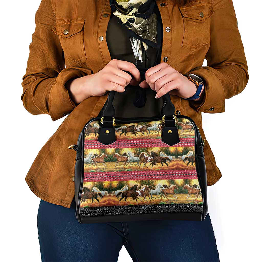 Horse Native American Pattern Christmas Christmas Shoulder Handbag Xmas Holiday Patterns - Wonder Print Shop