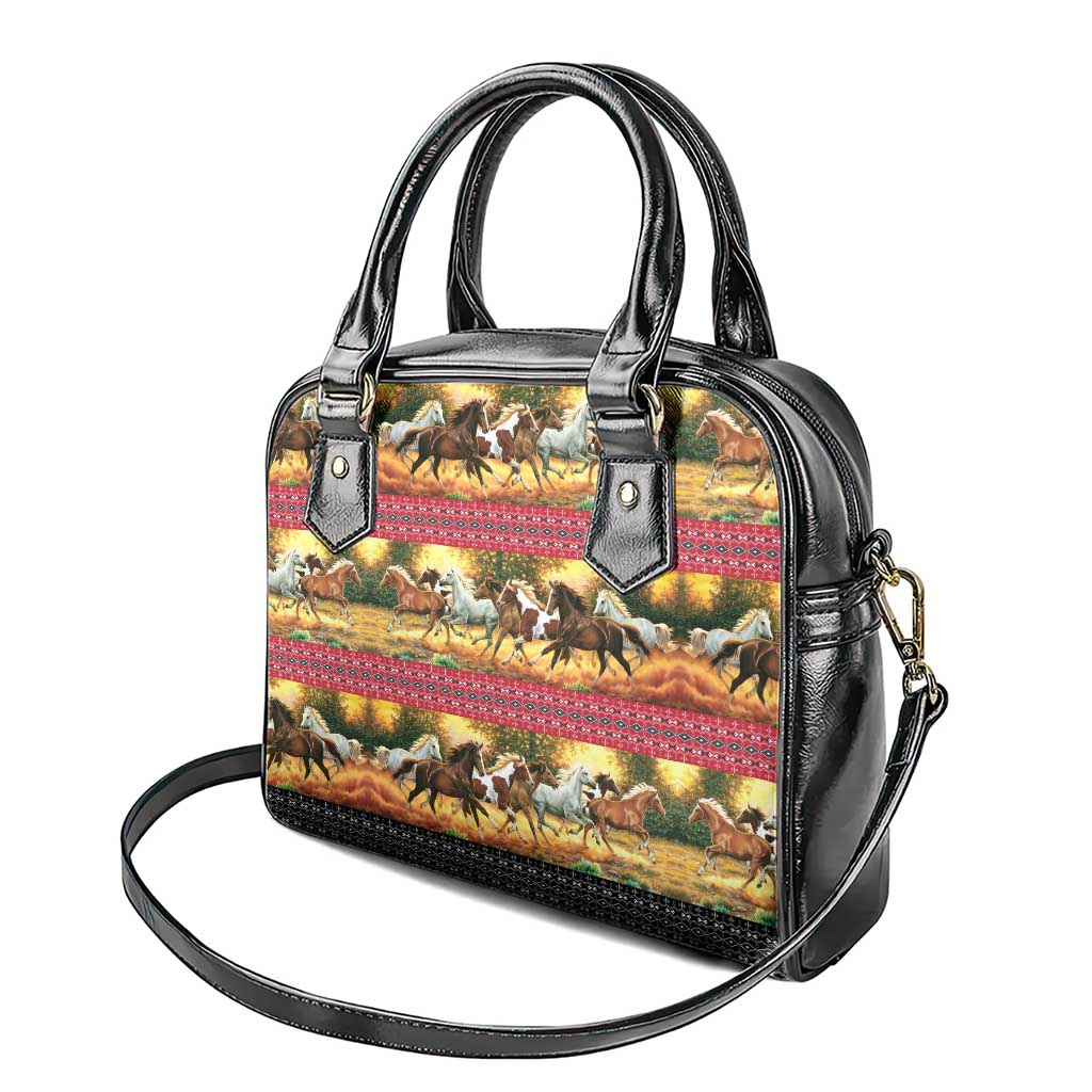 Horse Native American Pattern Christmas Christmas Shoulder Handbag Xmas Holiday Patterns - Wonder Print Shop