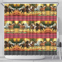 Horse Native American Pattern Christmas Christmas Shower Curtain Xmas Holiday Patterns - Wonder Print Shop