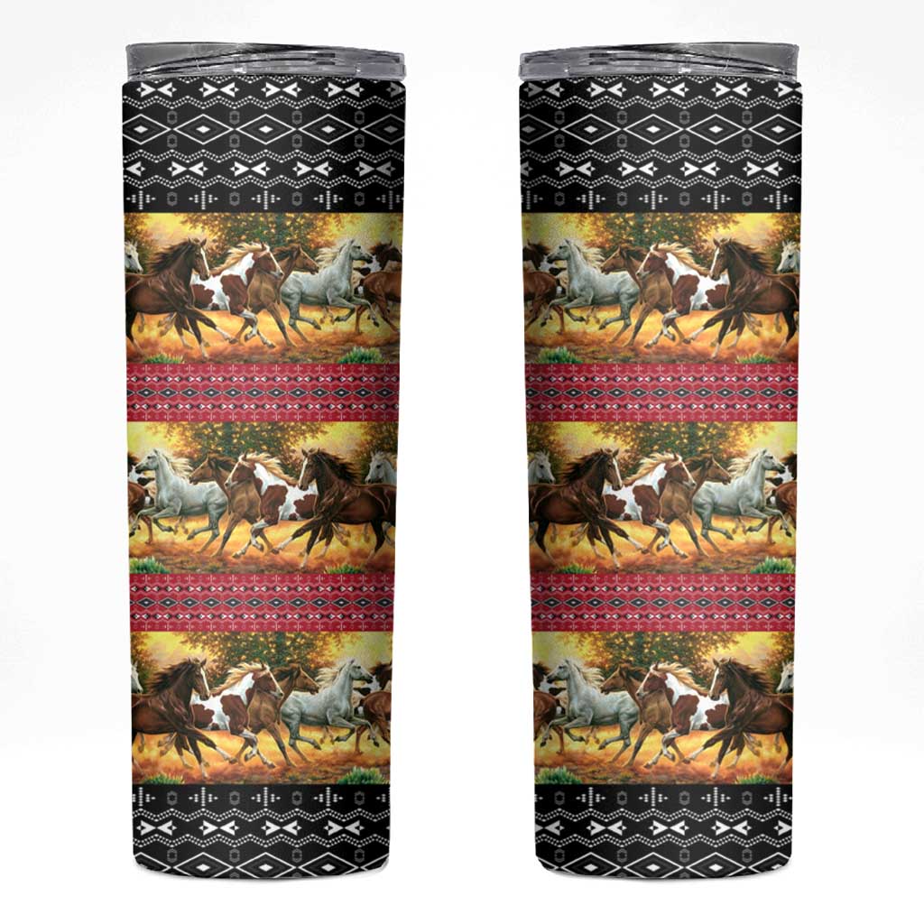 Horse Native American Pattern Christmas Christmas Skinny Tumbler Xmas Holiday Patterns - Wonder Print Shop