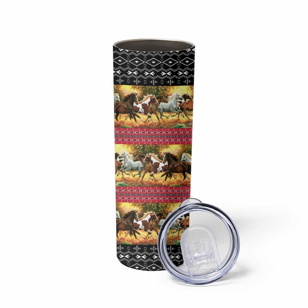 Horse Native American Pattern Christmas Christmas Skinny Tumbler Xmas Holiday Patterns - Wonder Print Shop