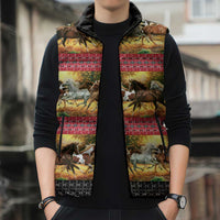 Horse Native American Pattern Christmas Christmas Sleeveless Puffer Jacket Xmas Holiday Patterns - Wonder Print Shop