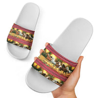 Horse Native American Pattern Christmas Christmas Slide Sandals Xmas Holiday Patterns - Wonder Print Shop