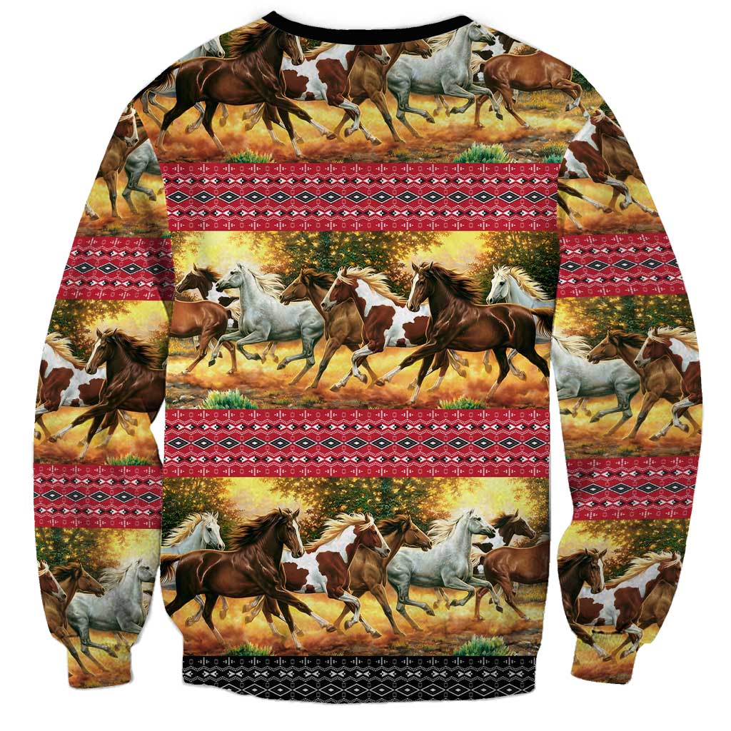 Horse Native American Pattern Christmas Christmas Sweatshirt Xmas Holiday Patterns - Wonder Print Shop