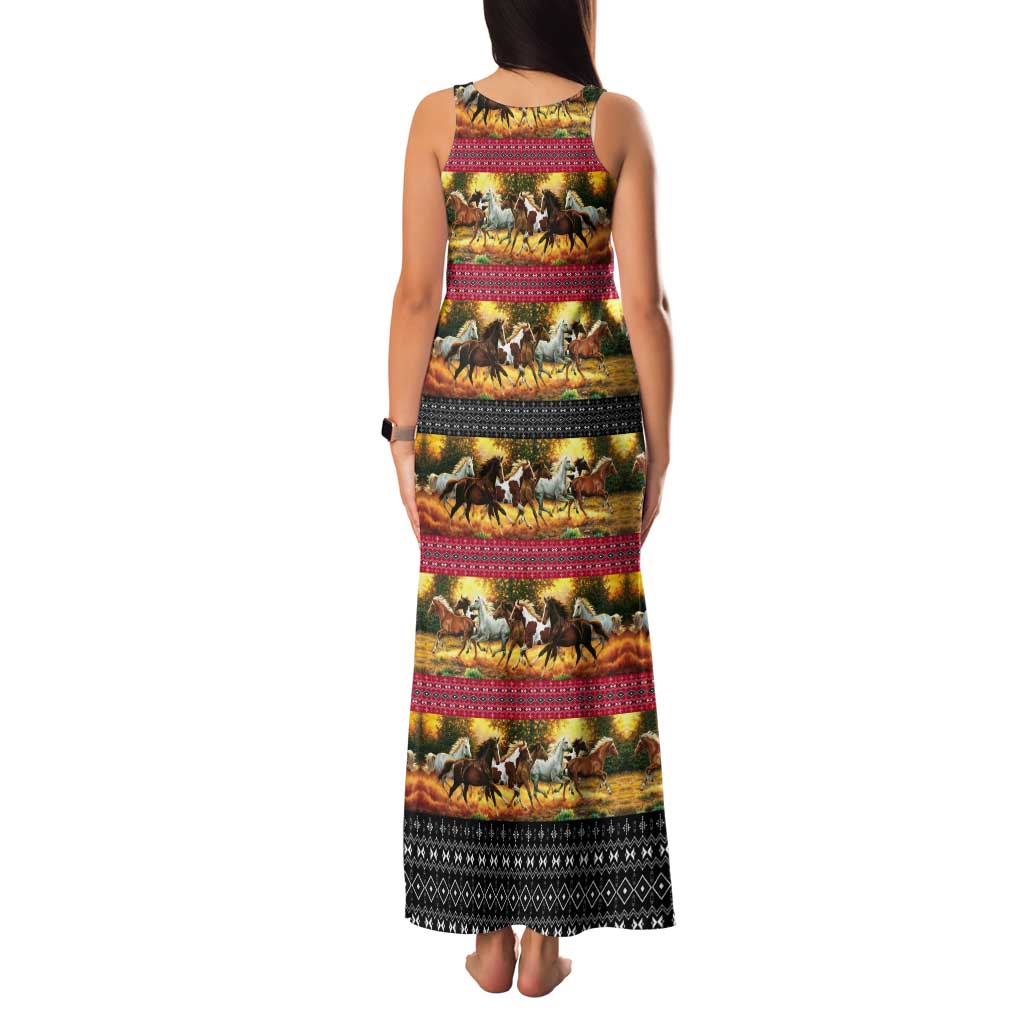 Horse Native American Pattern Christmas Christmas Tank Maxi Dress Xmas Holiday Patterns - Wonder Print Shop