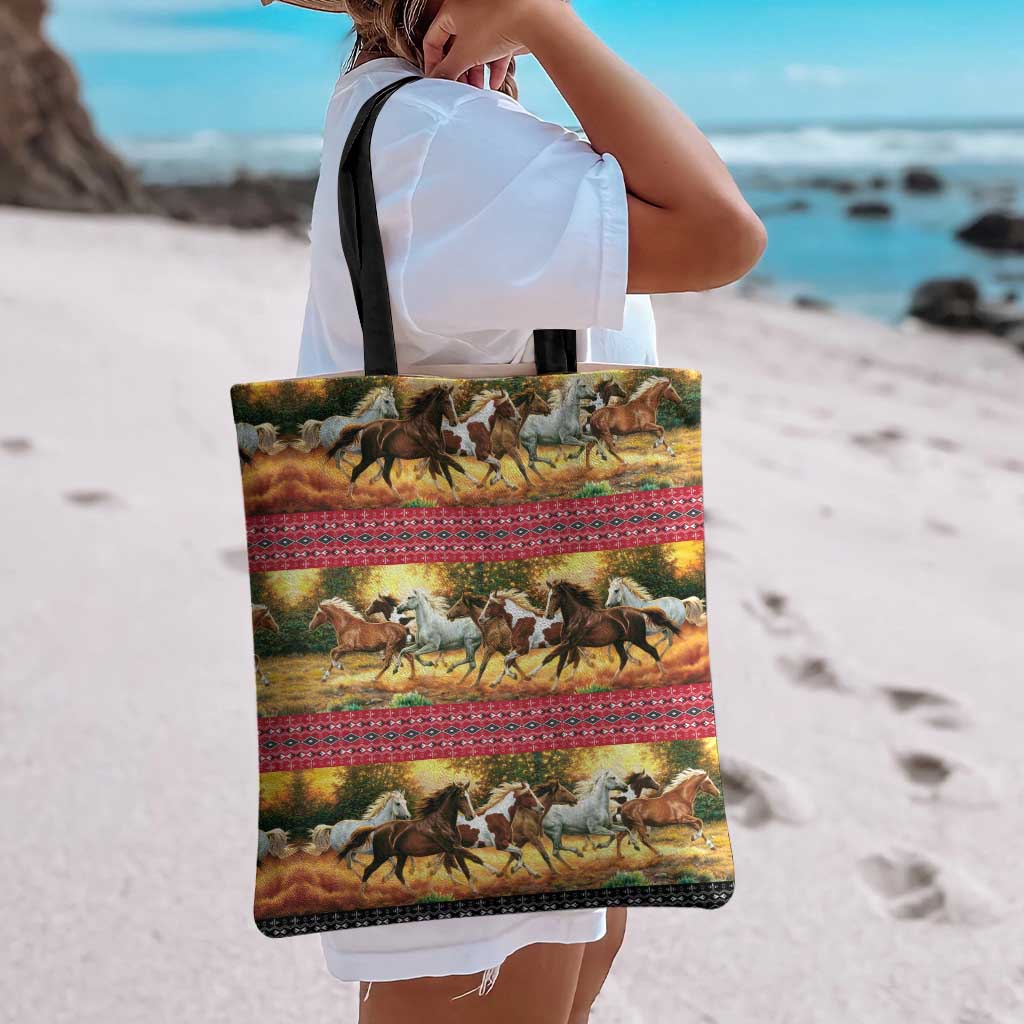 Horse Native American Pattern Christmas Christmas Tote Bag Xmas Holiday Patterns - Wonder Print Shop