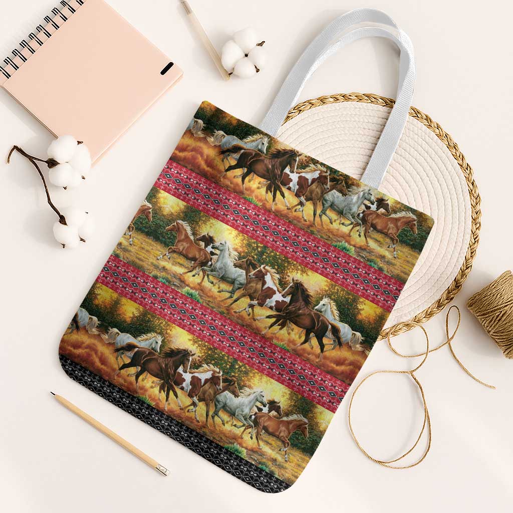 Horse Native American Pattern Christmas Christmas Tote Bag Xmas Holiday Patterns - Wonder Print Shop
