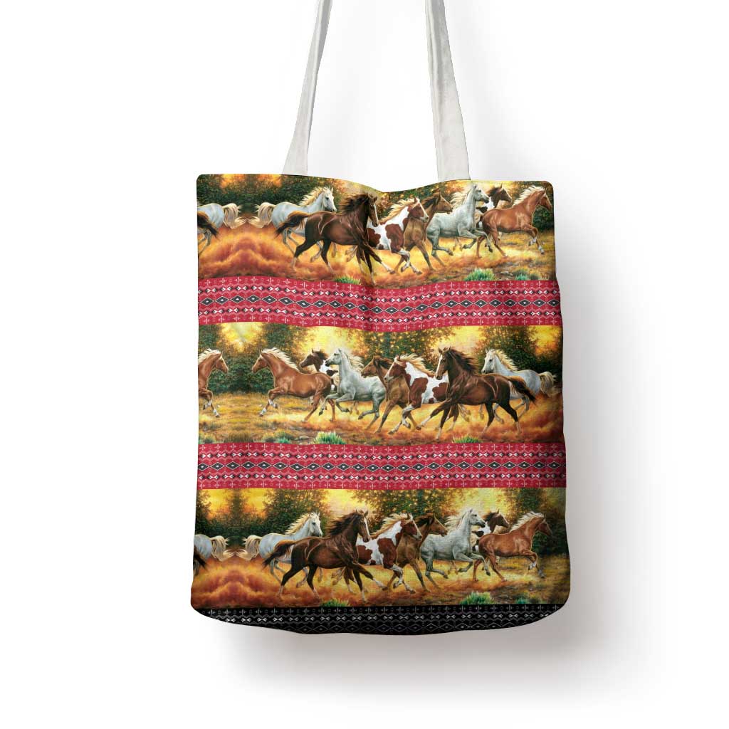 Horse Native American Pattern Christmas Christmas Tote Bag Xmas Holiday Patterns - Wonder Print Shop